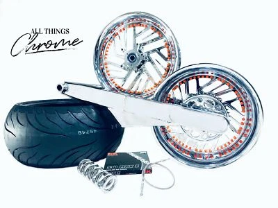 ZX 360 FAT TIRE KIT ORANGE/CHROME TWIST IT WHEELS 2006-2011 KAWASAKI NINJA ZX-14 Foto 1 de 4