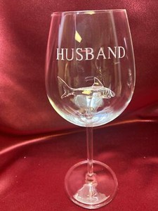 Custom Engraved Husband Stemmed Shark Wine Glass
