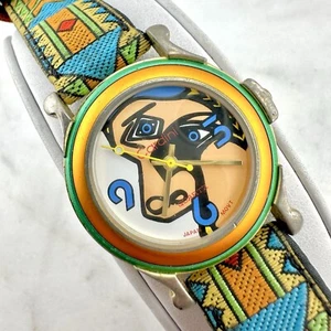Vintage 80s Abstract Colorful Cardini Quartz 35mm Mens Watch, New Battery - Picture 1 of 17
