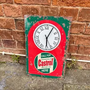 Orologio da parete Castrol retrò verde e rosso metallo - 30 cm x 45 cm - Foto 1 di 2