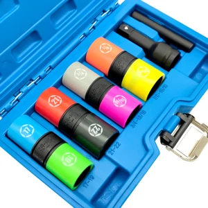 Lug Nut Socket Set 8 Size 1/2-Inch Drive Wheel Impact Flip Hex Socket Set - Picture 1 of 6