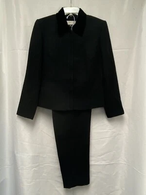 Traje Travis Ayers Pantalones y Chaqueta 2 piezas Nuevo con Etiquetas Negro Terciopelo Cuello y Cintura Talla 6 Foto 1 de 4