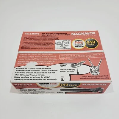 Magnavox DTV Digital To Analog TV Converter TB100MW9 New In Box With Remote NIB - Image 1 of 4
