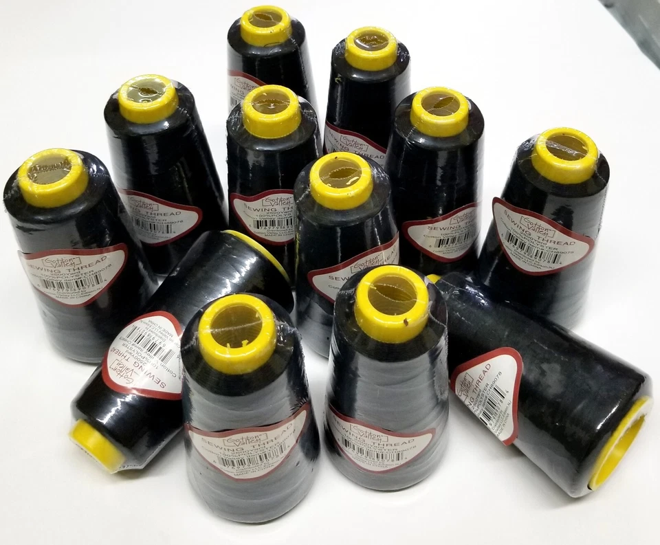 12 Big Spools Sewing Thread Polyester BLACK  2500 yards each Spool NEW - Image 1 of 1