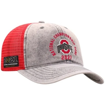 Ohio State Buckeyes Sombrero Gorra Gris Rojo Camionero Papá Fútbol Adulto Campeón Nacional Foto 1 de 4