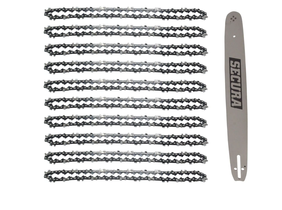SECURA 10x Sägeketten + Schwert HM 0.325" 76 1,5 50cm passend Painier Scheppach