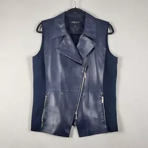 Gilet asimmetrico senza maniche in pelle di agnello Lafayette 148 New York Nevaeh taglia M - Foto 1 di 9