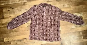 LAFAYETTE 148 Seidenbluse Azteken Tribal Print Ballonärmel V-Ausschnitt Kragen Gr. M - Bild 1 von 8