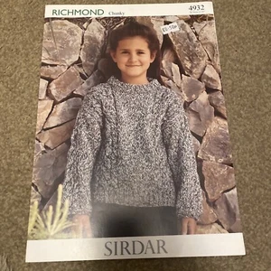 1980's Sirdar Richmond Chunky Sweater Knitting Pattern 4932 Child 2-10yrs DK - Picture 1 of 2