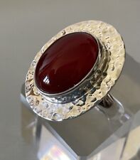 Sterling Silver Carnelian Ring Size U Mexico 925 Large Gemstone 