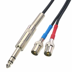 6.35mm stereo 1/4 TRS to +/- IEC DVB PAL Plug speaker Decoder Audio Cable 1~16FT - Picture 1 of 4