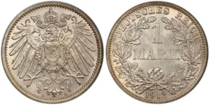 Germany Empire 1 Silver Mark 1912 A Berlin mint PCGS MS64 BU coin big Eagle - Foto 1 di 2