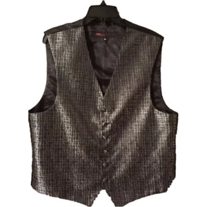 Perry Ellis Dress Vest Medium Sterling Grey And Black + Bow tie - Picture 1 of 12