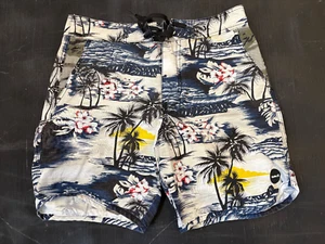 Hurley Boardshorts Herren 32 Taille Kordelzug Tropisches Muster Baumwolle Nylon - Bild 1 von 7