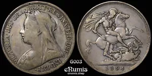 Great Britain, Victoria, Crown 1894, LVIII, scarce date, VF - Picture 1 of 6