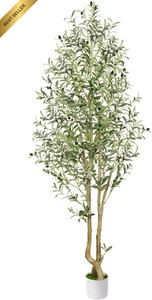 6FT Artificial Olive Tree, Tall Fake Plant with Curved Trunk, Indoor/Outdoor Déc - Picture 1 of 12