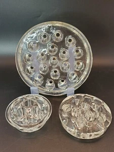 Flower Frogs Lot of 3 Vintage Glass Various Sizes - Picture 1 of 4