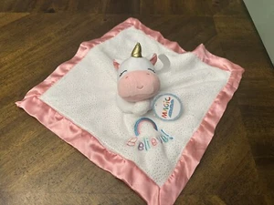 Nuova coperta Magic Years unicorno rosa coccolone amico sonaglio amorevole Lovie schiena raso - Foto 1 di 3