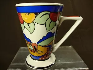 RARE! Vintage Sadler Bright Colors Fruit Landscape Footed Mug 7 Oz. 4 3/8" Tall - Picture 1 of 12