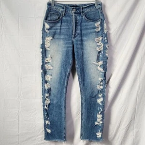 3x1 NYC Damen 26 Higher Ground Boyfriend Crop Dose Denim Jeans Destroyed Knopf - Bild 1 von 7