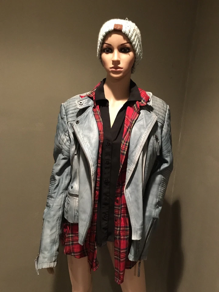 Chaqueta moto jean paul berlin azul claro 100% piel de cordero L  Foto 1 de 4