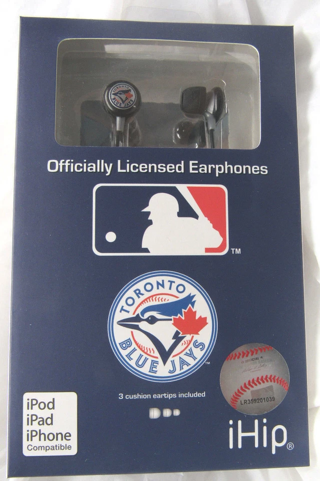 iHip MLF10169TOR Toronto Blue Jays Earbuds MLB Printed Logo