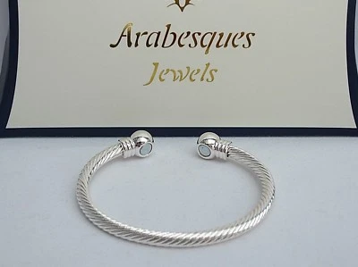ARABESQUES JEWELS LADIES TOP QUALITY COPPER TWIST/ SILVER MAGNETIC BANGLE/PAIN RELIEF/HEALTH AJMB