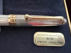 🔴 AURORA penna sfera 88 ARGENTO 925 MASSICCIO Prestige gioiello finiture oro - Foto 1 di 13