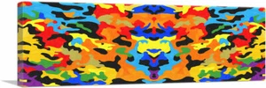 ARTCANVAS Orange Yellow Blue Green Red Camo Panoramic Canvas Art Print - Picture 1 of 11