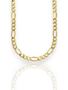 Figaro Link Chain Necklace - 14K Yellow Gold - Solid - Picture 1 of 24