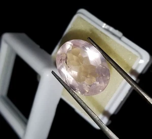 Piedras preciosas sueltas de cuarzo rosa 100 % natural de 9,12 quilates forma ovalada para anillo gema certificada - Imagen 1 de 7