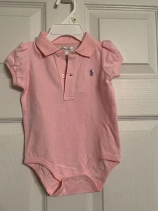 NWT Ralph Lauren infant Body Suit Pink with Gray logo pony size 9 months - Picture 1 of 3