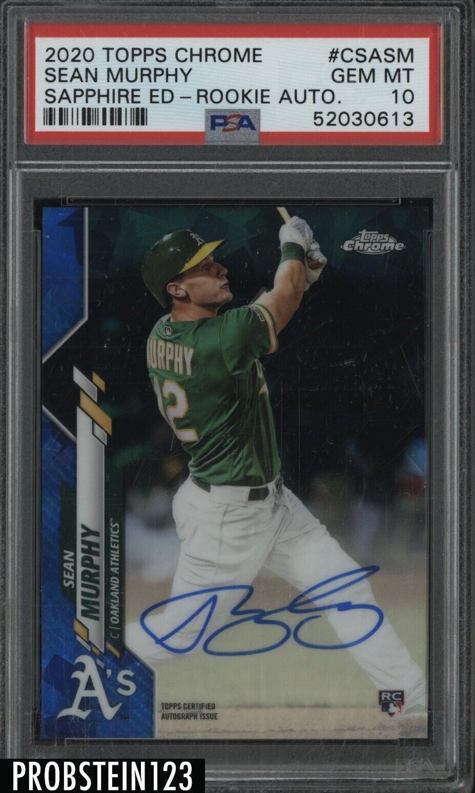 2020 Topps Chrome Sapphire Edition Sean Murphy RC Rookie AUTO PSA 10 GEM MINT