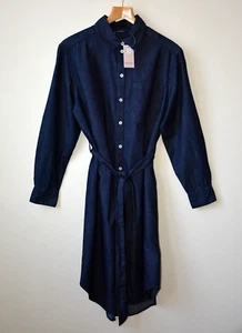 EX ESMARA DARK BLUE WASH DENIM BUTTON FRONT BELTED SHIRT DRESS SIZE 12 LEFT - Picture 1 of 13