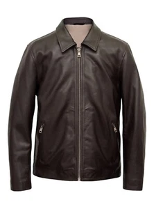 Herren Echtlederjacke Motorrad Bomber schmale Passform Biker Echtlederjacke - Bild 1 von 6