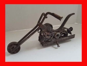 CHOPPER MOTORCYCLE STEAMPUNK ART SCULPTURE GEARS BEARINGS SCREWS INDUSTRIAL OOAK - Picture 1 of 1