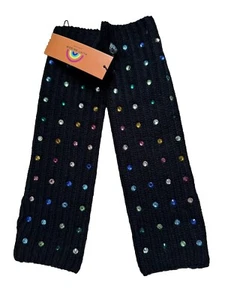 Kurt Geiger Crystal fingerlose schwarze & regenbogenfarbene lange Handschuhe Größe S/M neu mit Etikett - Bild 1 von 8