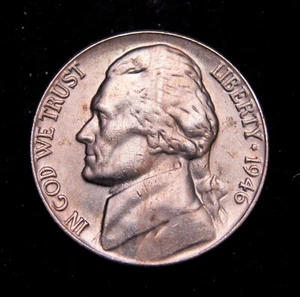 1946 Jefferson Nickel BU FS - Picture 1 of 2