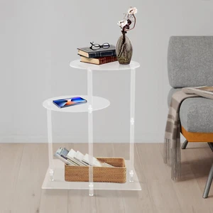 Side Table Home Bedside Table with Open Storage Shelf Indoor Clear Side Table US - Picture 1 of 18