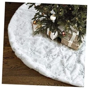 ch White Christmas Tree Skirt - for 5FT 6FT 7FT Xmas Tree Snowflake 36in - Picture 1 of 6