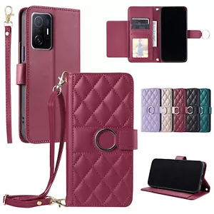 Leather Grid Card Wallet Cover Case For Xiaomi 14t Pro Poco C75 X3 X6 Pro M6 F5 - Picture 1 of 17