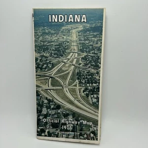 1977 OFFICIAL HIGHWAY ROAD TRAVEL MAP OF INDIANA - Picture 1 of 2