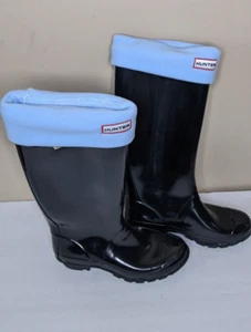 Hunter Originals Damengröße 6 Huntress Glanz hohe Regenstiefel mit Socken schwarz adrett - Bild 1 von 8