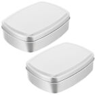  2 Pcs Square Aluminum Box Tea Sugar Canisters Pill Cosmetics Cases Boxes Lid