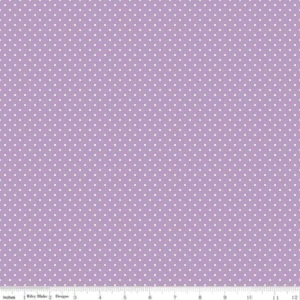 White Swiss Dot On Lavender - Riley Blake Cotton Fabric - Picture 1 of 1