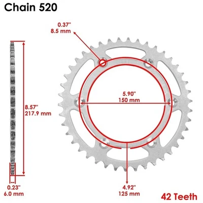 Red O-Ring Drive Chain & Sprockets Kit for KTM 690 Smr Smc 2008-2017 — 第 1/4 张图片