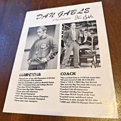 Pôster autografado assinado por Dan Gable True Champion Iowa Hawkeyes Olympic Gold + - Imagem 1 de 4