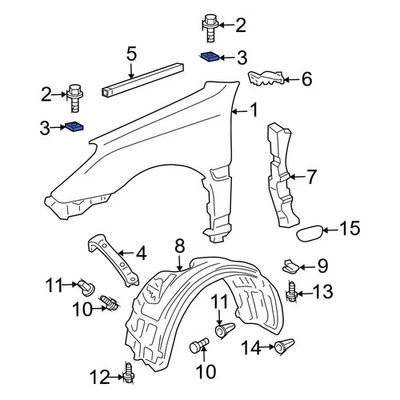 For Lexus LX470 1998-2007 Lexus 5388216030 Front Fender Seal Foto 1 de 4
