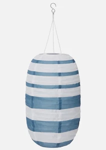 IKEA SOLVINDEN LED Solar-Powered Pendant Lamp Outdoor Oval/Blue Stripe 19" 43 cm - Picture 1 of 3
