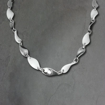 Amello Collana Acciaio Inox Ceramica 51cm Onda Gioiello Argento Bianco ESKX08W - Immagine 1 di 4